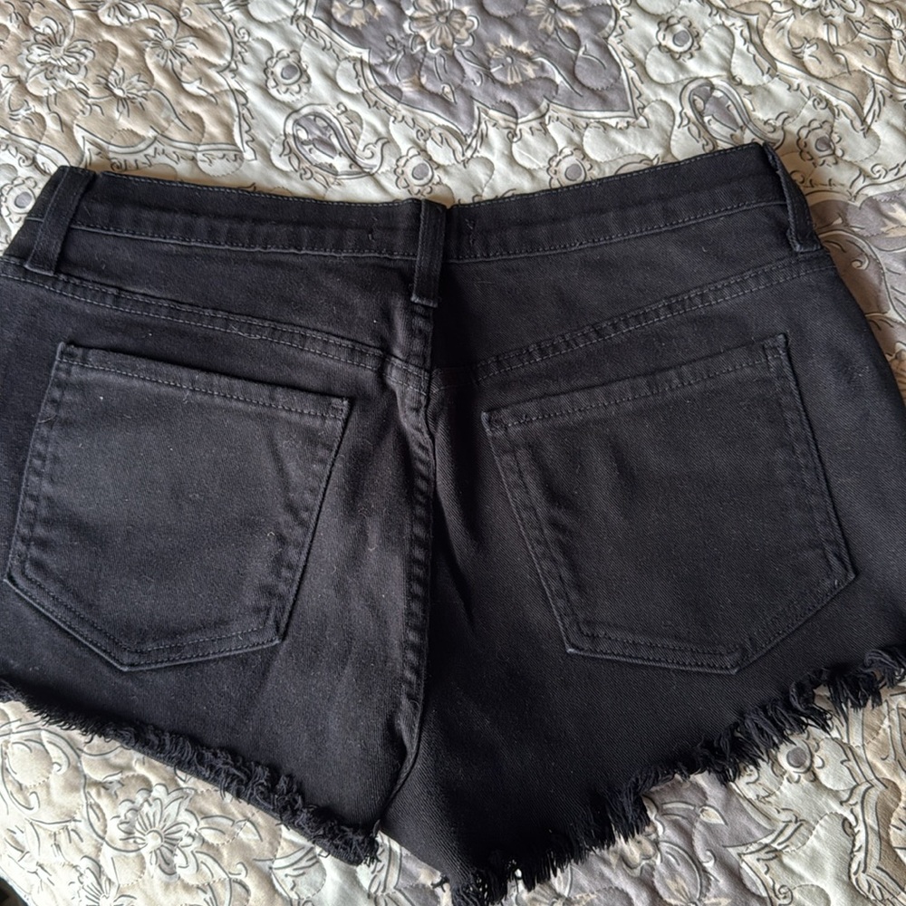 Women's Black Frayed Shorts by  O2 Denim - Picture 2 of 4